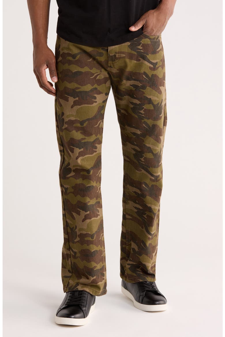 Camo Flare Jeans, Main, color, OLIVE