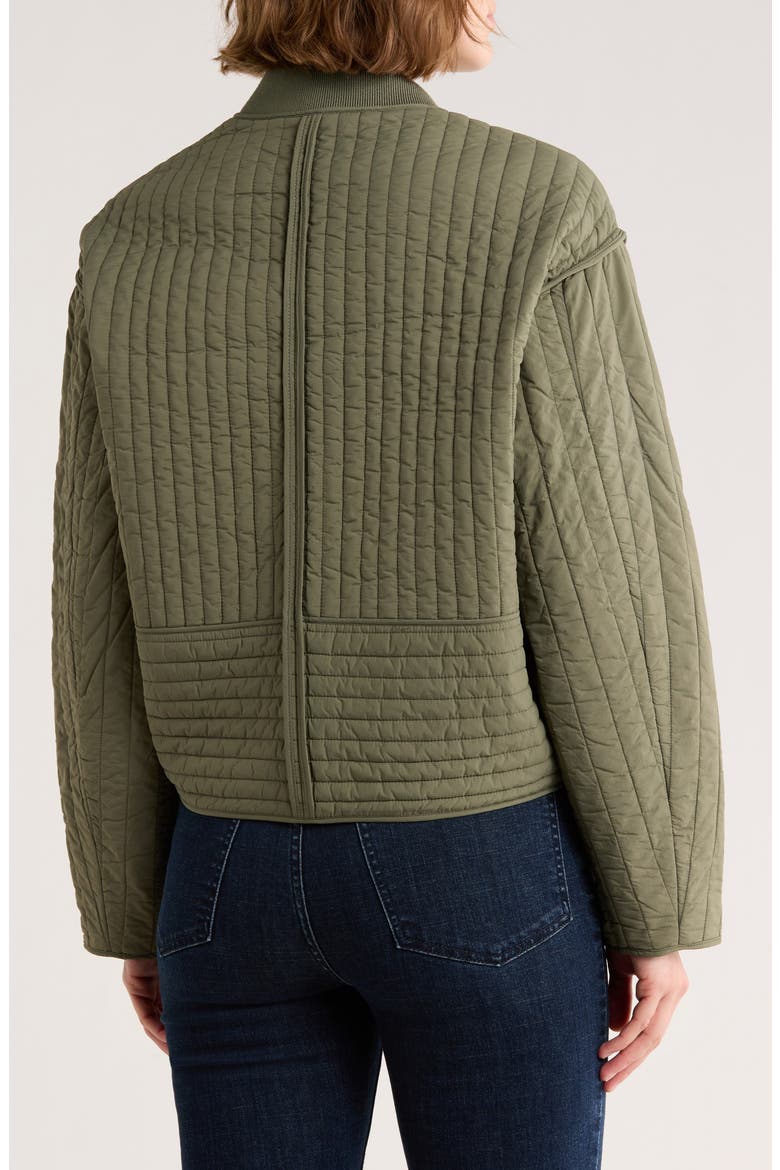 Bobbi Cropped Quilted Jacket, Alternate, color, OLIVE