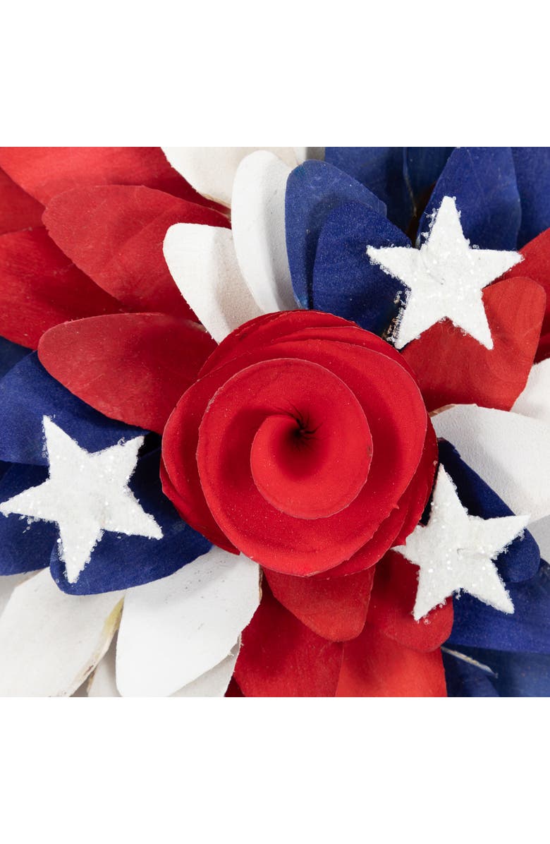 Northlight Americana Petals and Rose Artificial Wooden Floral Wreath - 12", Alternate, color, 