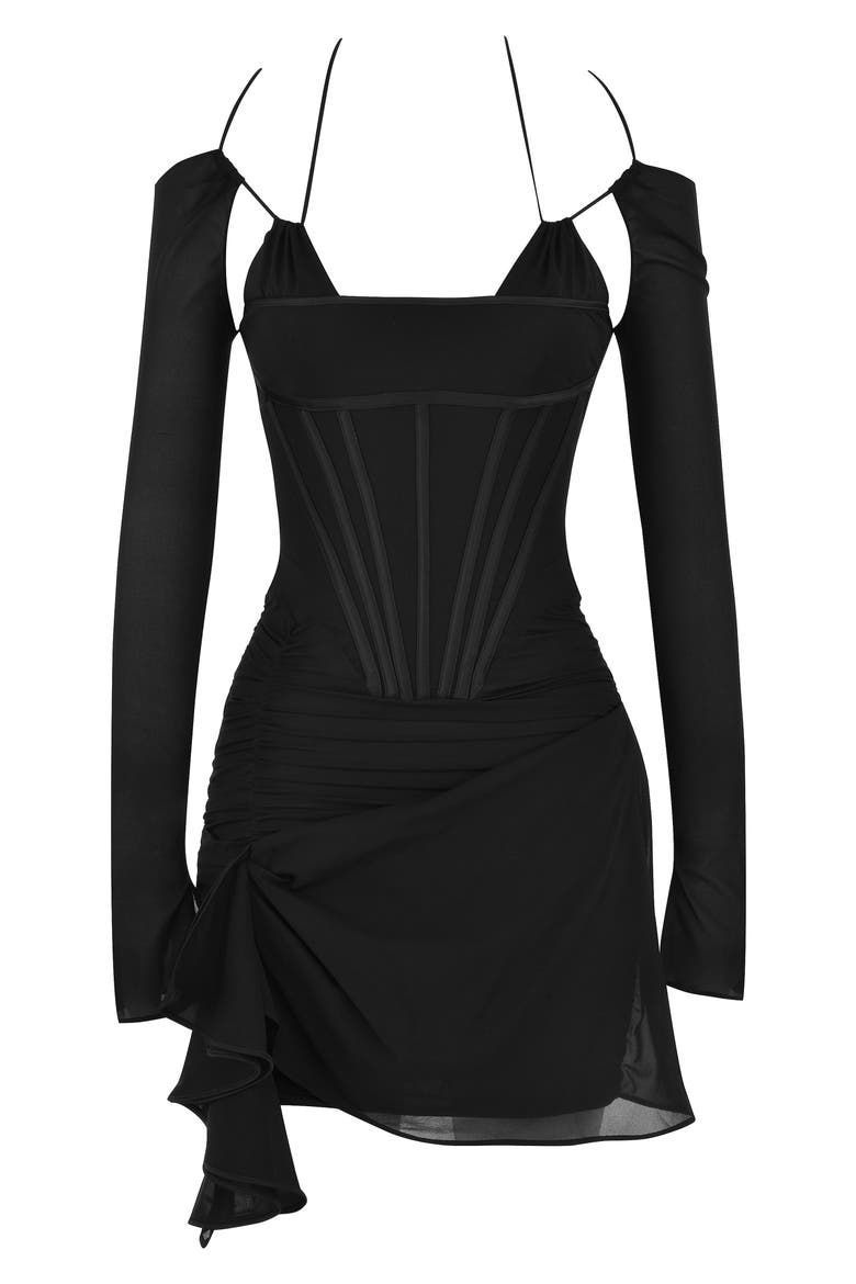 Gianna Cold Shoulder Long Sleeve Body-Con Dress, Alternate, color, BLACK