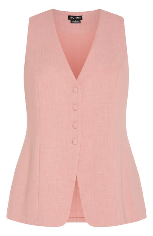 City Chic Tori Vest In Baby Pink