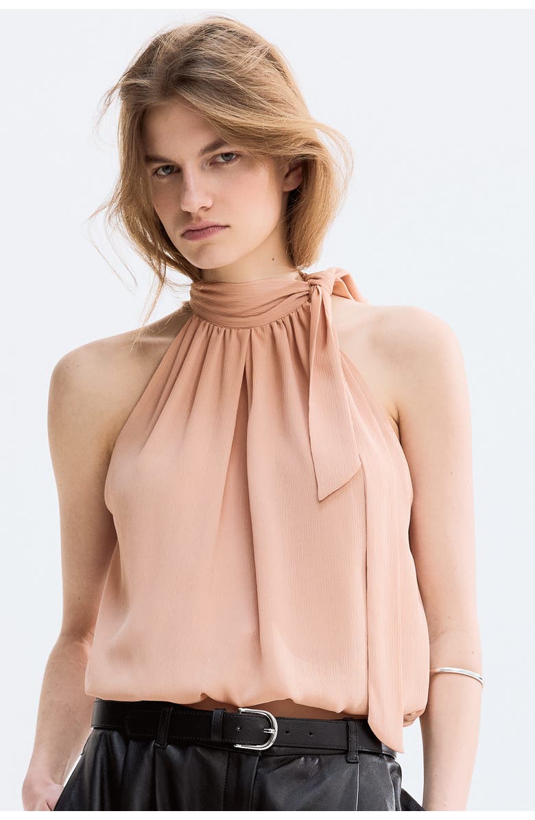 H&M Sleeveless Bubble-hem Top, Alternate, color, Light Dusty Pink