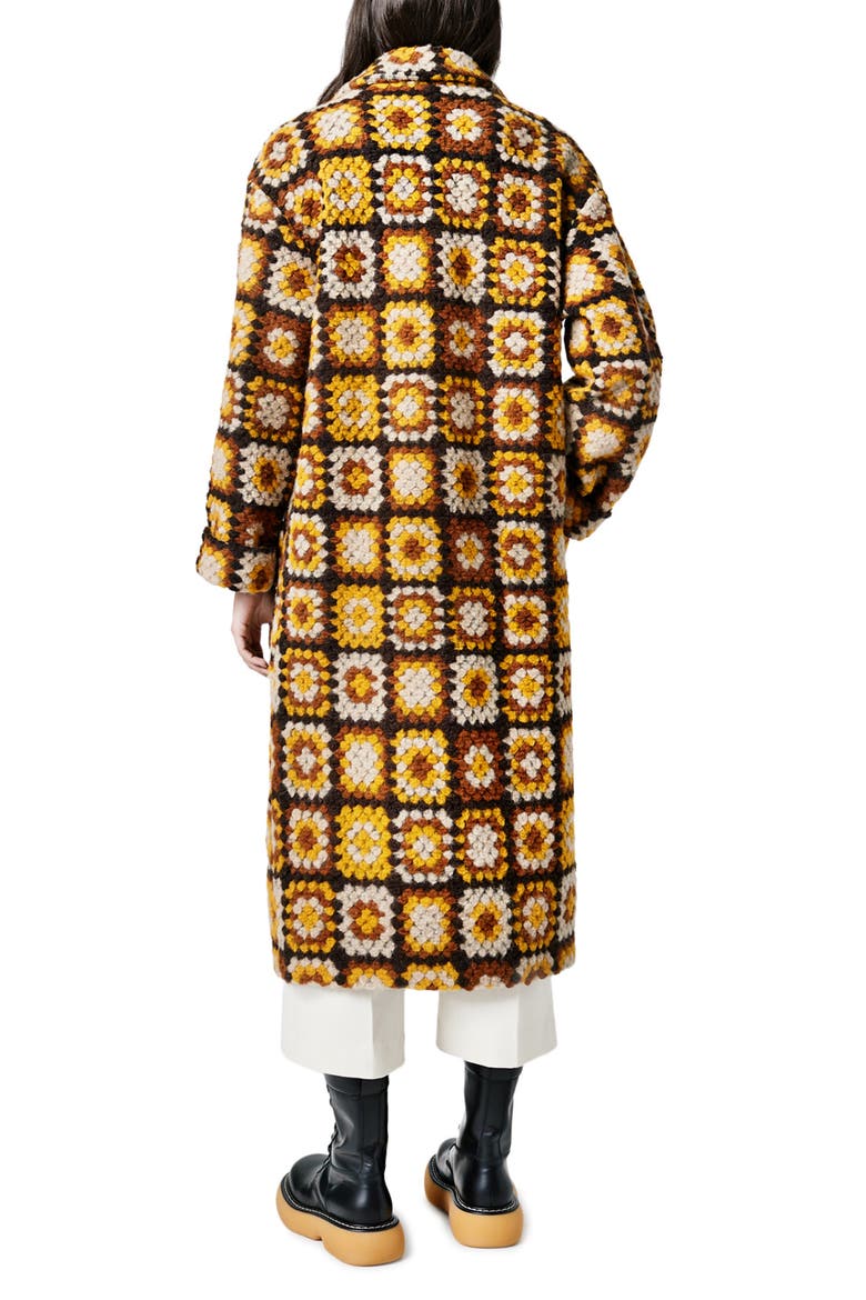 Wool Blend Afghan Duster Coat, Alternate, color, MUSTARD GRANNY SQUARES