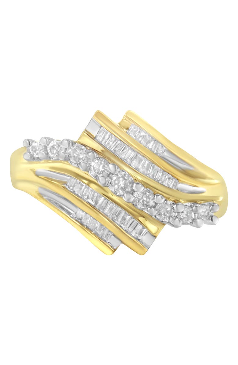 Haus of Brilliance 10K Yellow Gold Round and Baguette 1/2 Cttw Diamond-Cut Ring, Main, color, Yellow Gold