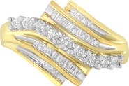 Haus of Brilliance 10K Yellow Gold Round and Baguette 1/2 Cttw Diamond-Cut Ring