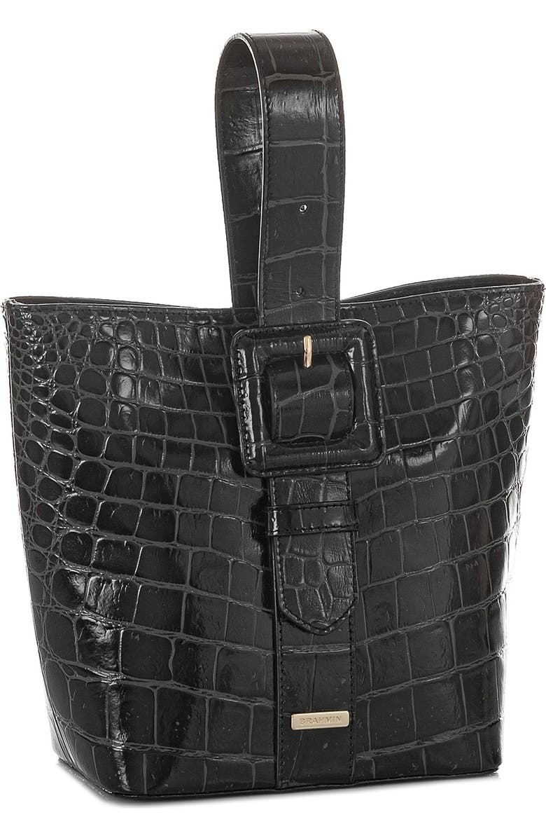 Brahmin Faith Croc Embossed Leather Wristlet Pouchette Bag, Alternate, color,