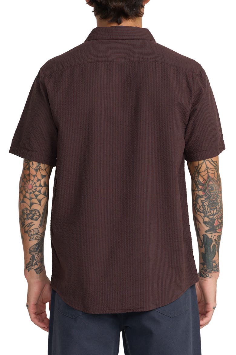 That'll Do Seersucker Short Sleeve Button-Up Shirt, Alternate, color, MOCHA