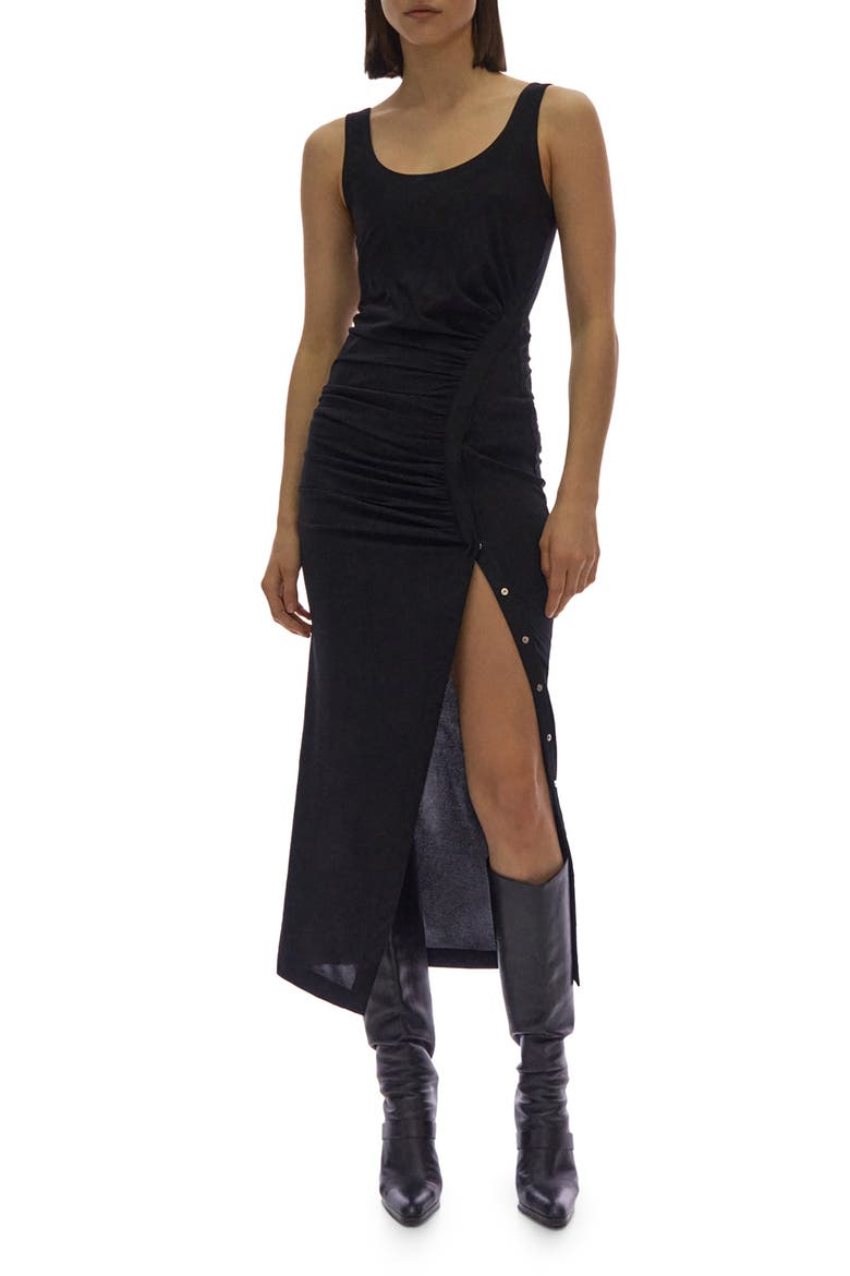 Side Slit Midi Tank Dress, Main, color, BASALT BLACK