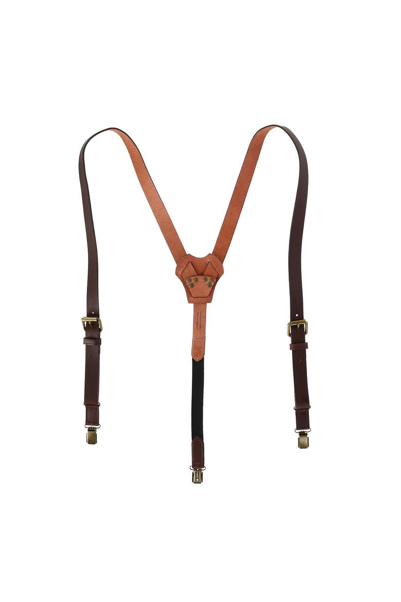 Men's The Bristol Clip End Leather Braces with Elastic Back, Main, color, Brown
