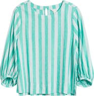 Caslon® Balloon Sleeve Linen Blend Top