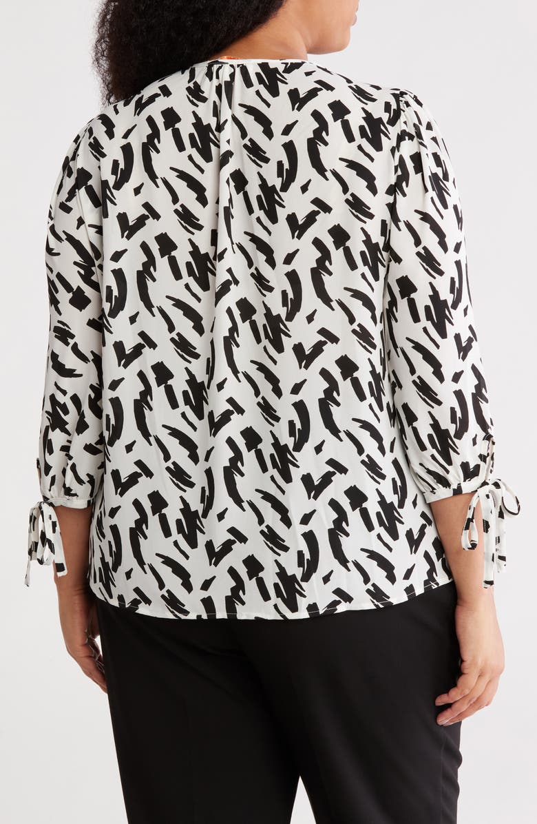 Renee C V-Neck Tie Cuff Popover Top, Alternate, color, Ivory