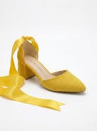 Forever & Always Shoes Fiona Low Block Heels with Ribbon