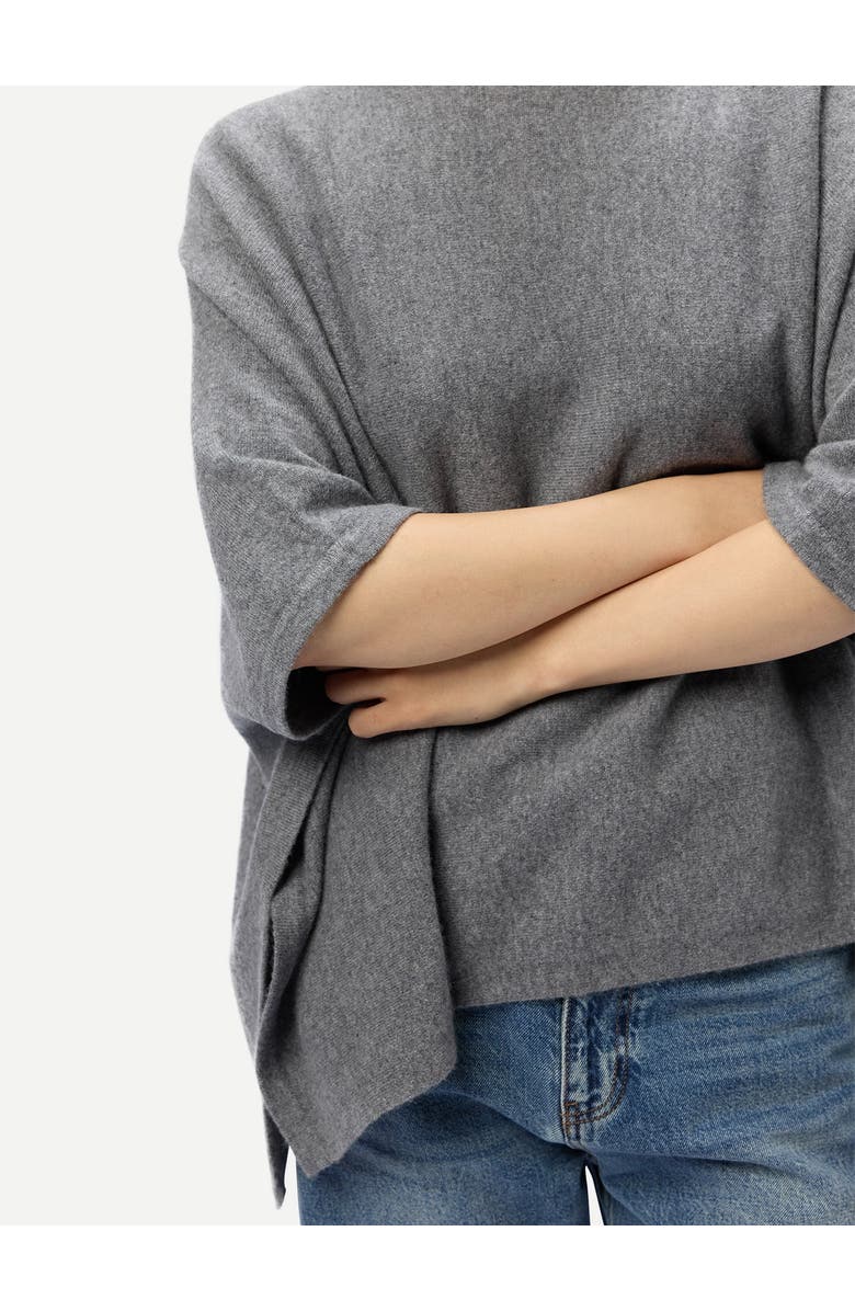 GOBI Mongolian Cashmere Boat-Neck Cashmere Poncho, Alternate, color, Dim Gray