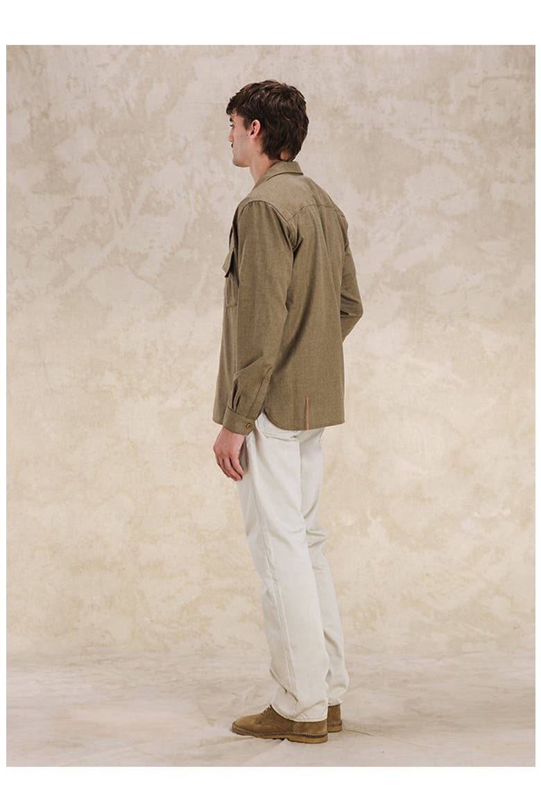 Fox Virgin Wool Overshirt, Alternate, color, OLIVE