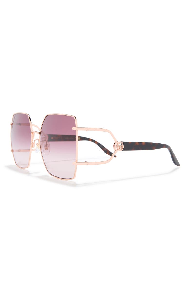 61mm Square Sunglasses, Alternate, color, GOLD HAVANA RED