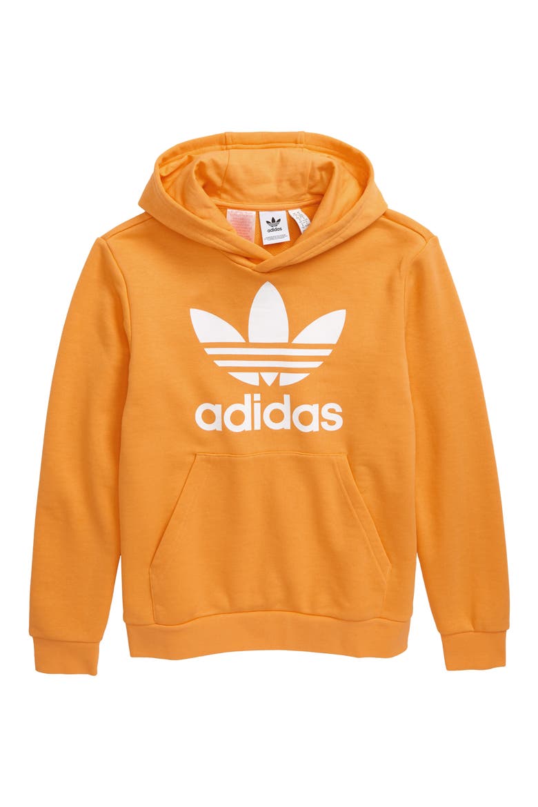 Trefoil Logo Graphic Hoodie, Main, color, REAL GOLD/ WHITE