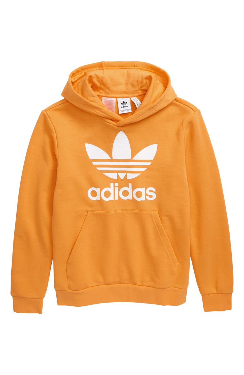 adidas Originals Trefoil Logo Graphic Hoodie, Main, color, Real Gold/ White