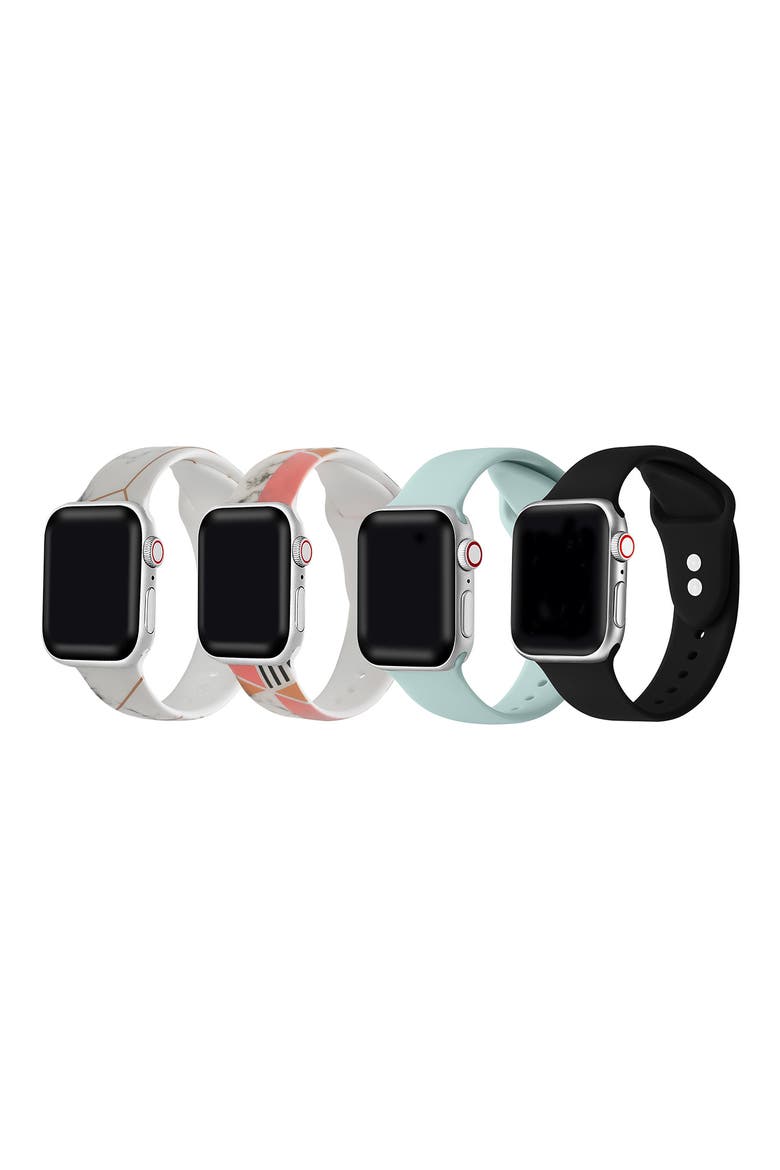 Silicone Apple Watch Band - Set of 4, Alternate, color, MARBLE/ SEAFOAM/ BLACK