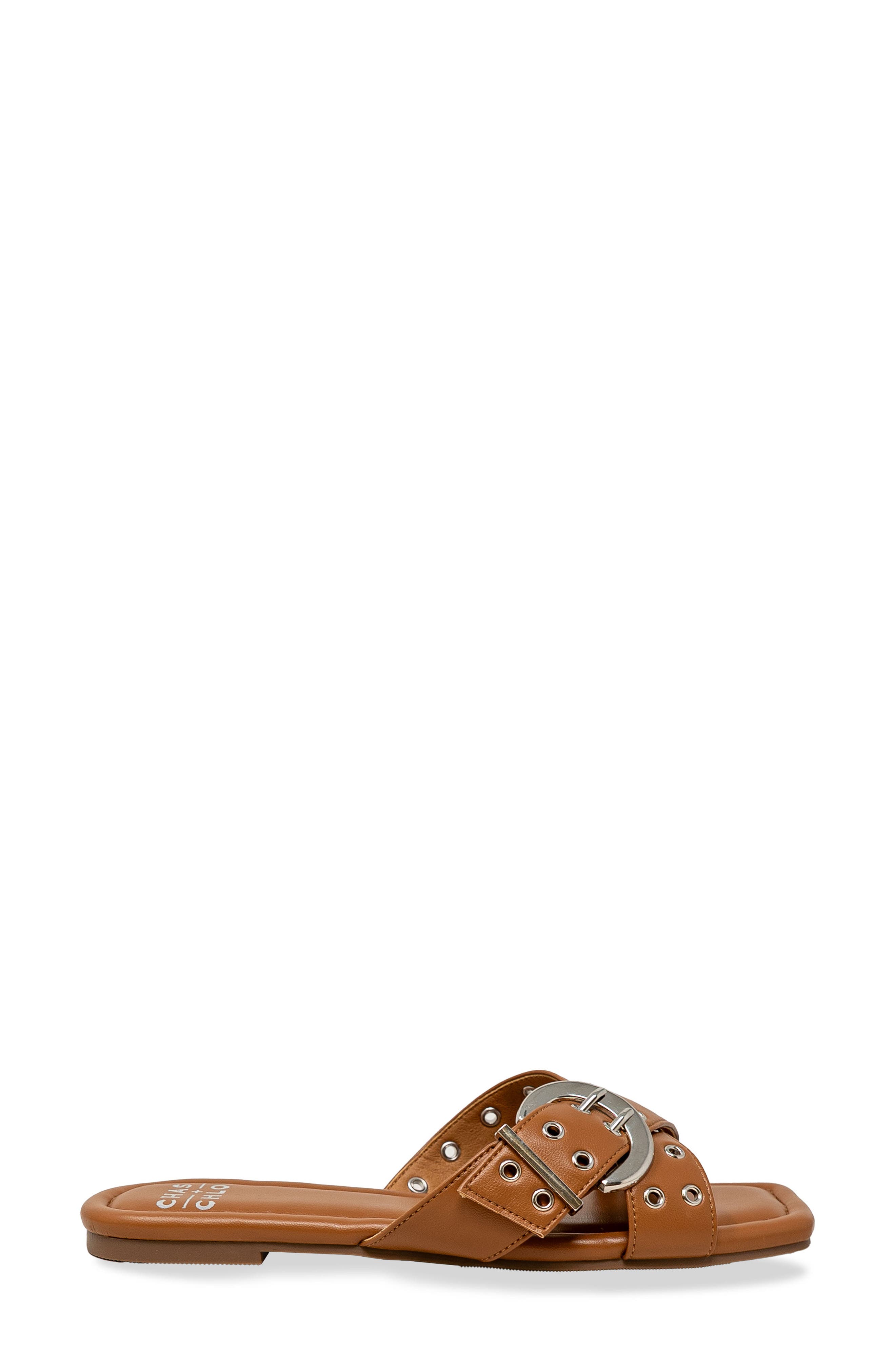 Grommet Cross Strap Slide Sandal, Alternate, color, TAN PU