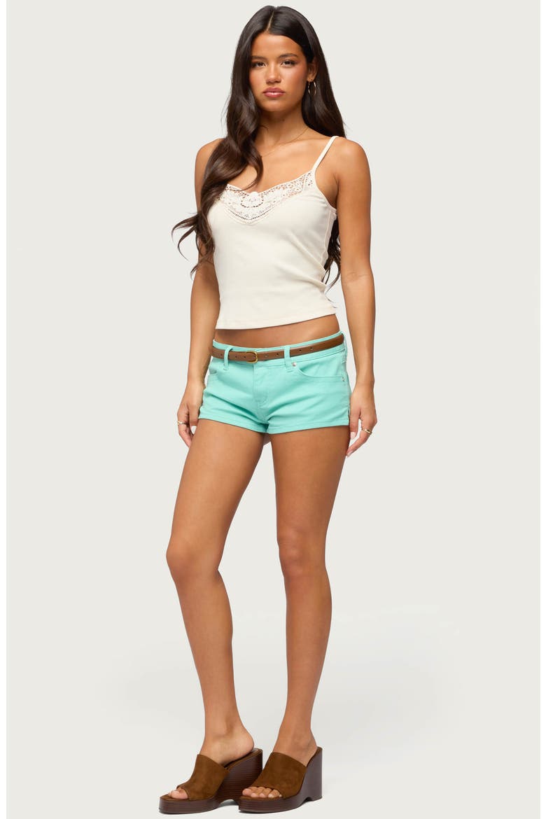 Jagger Low Rise Denim Shorts, Alternate, color, TURQUOISE