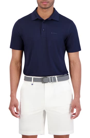 Ben Sherman Solid Tech Pique Sports Fit Polo In Blue