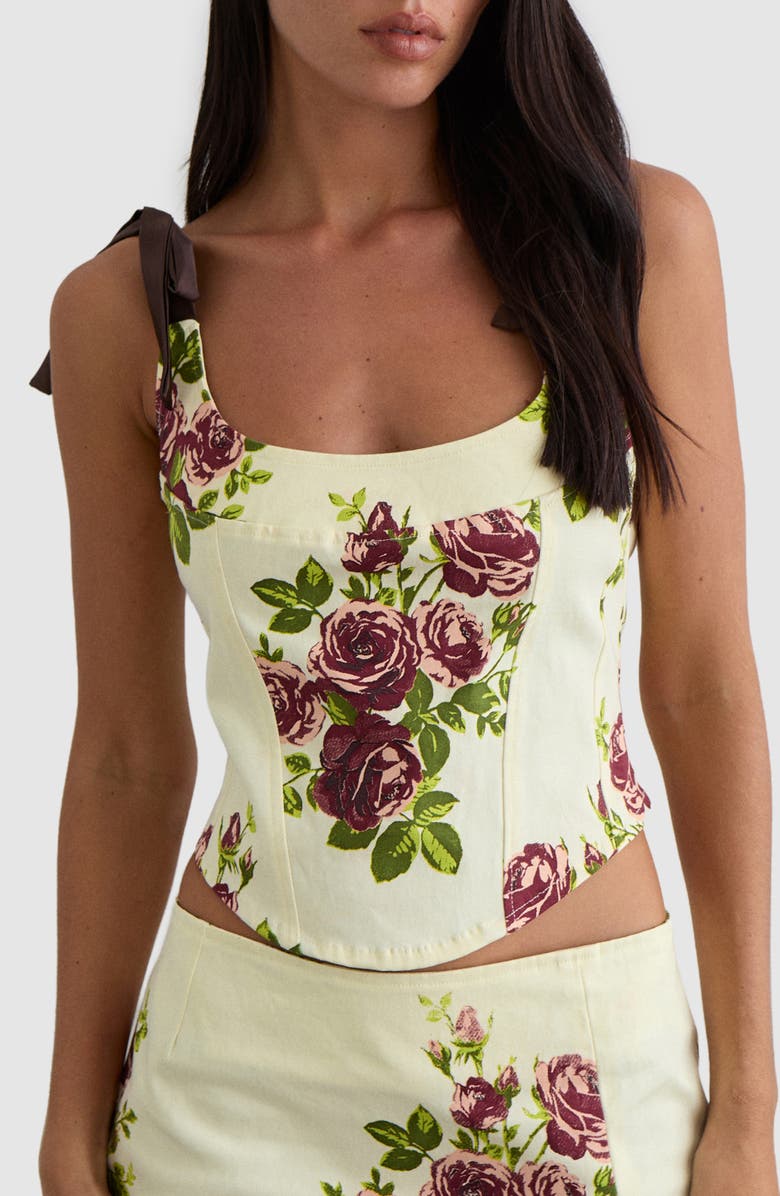 Motel Jatmi Floral Corset Top, Alternate, color, Bouquet Roses Cream