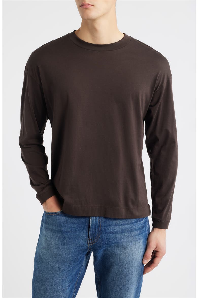 Light Long Sleeve Supima® Cotton T-Shirt, Main, color, CHOCOLATE BROWN