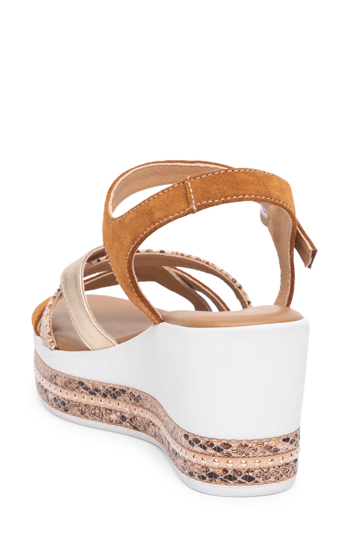 NeroGiardini Mixed Media Strappy Wedge Sandal, Alternate, color, 