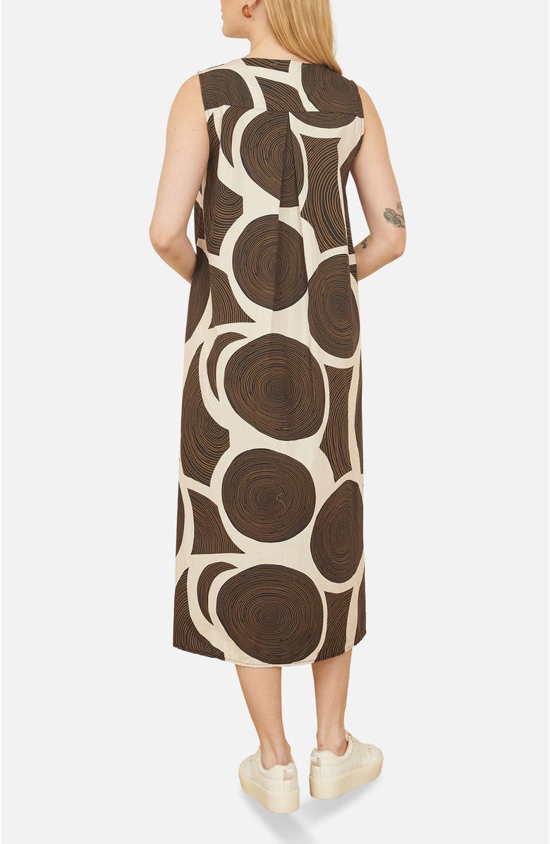 Yumi Sleeveless V-Neck Trapeze Midi Dress, Alternate, color, Brown