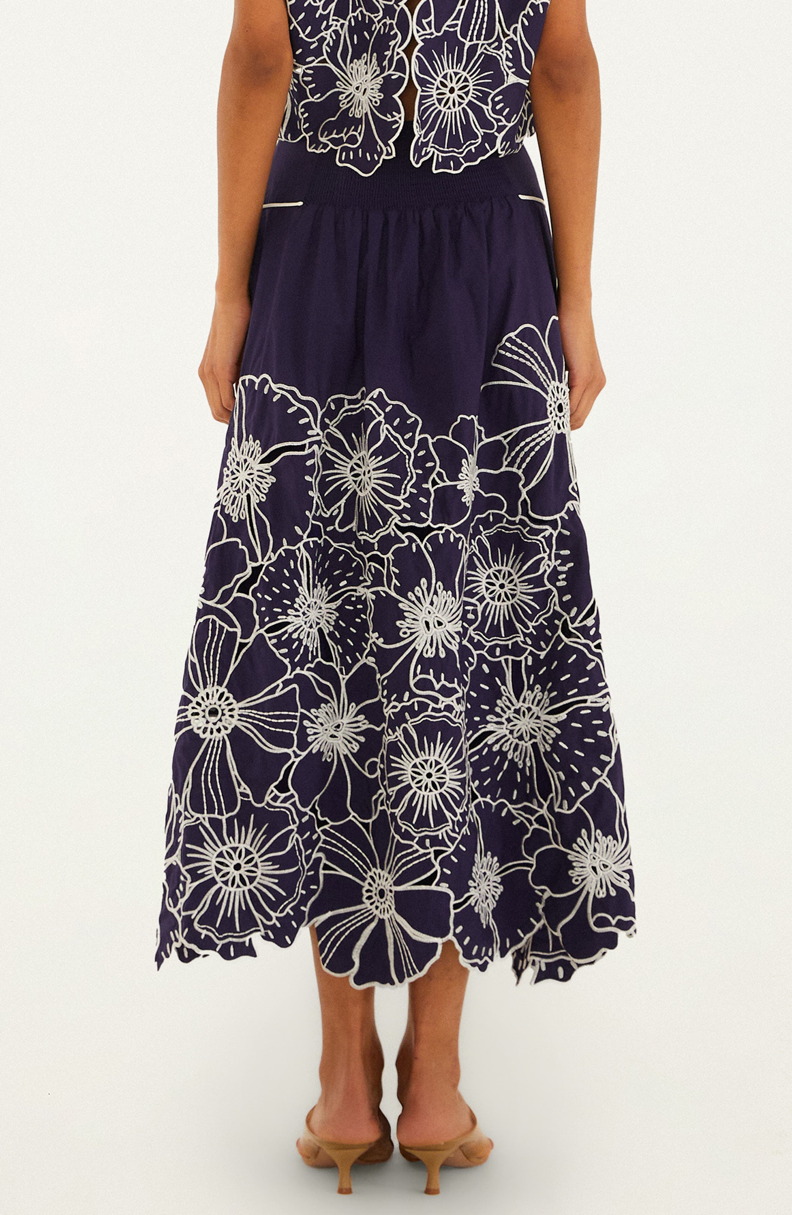 Flowers Richelieu Cotton Midi Skirt - image 2