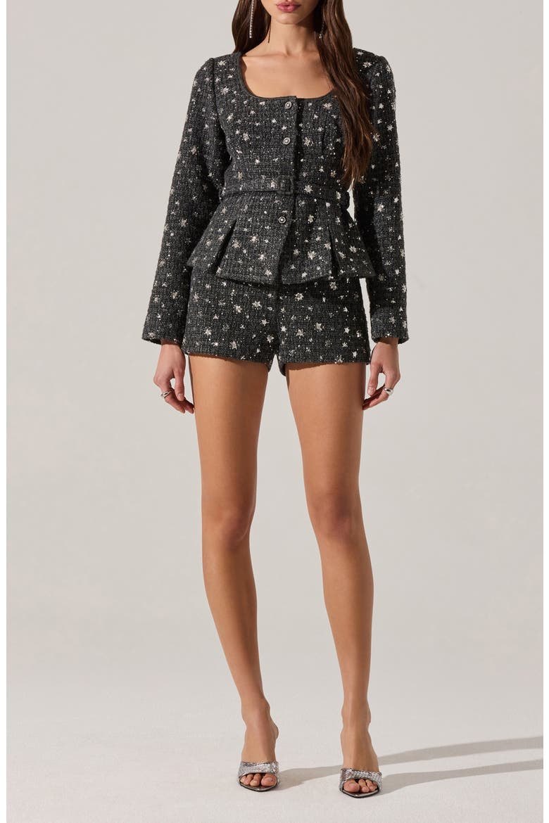 Wynn High Waist Tweed Shorts, Alternate, color, CHARCOAL