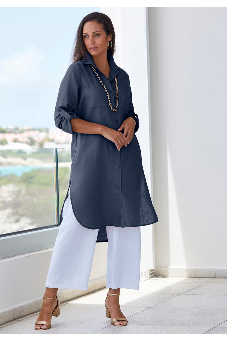 Linen Mega Tunic, Alternate, color, NEW KHAKI
