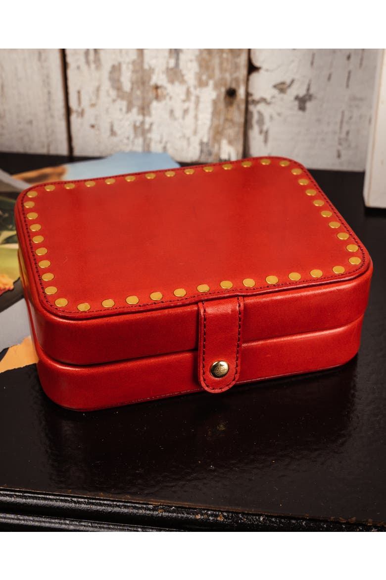 Rectangular Genuine Leather Jewelry Storage Box, Alternate, color, Red