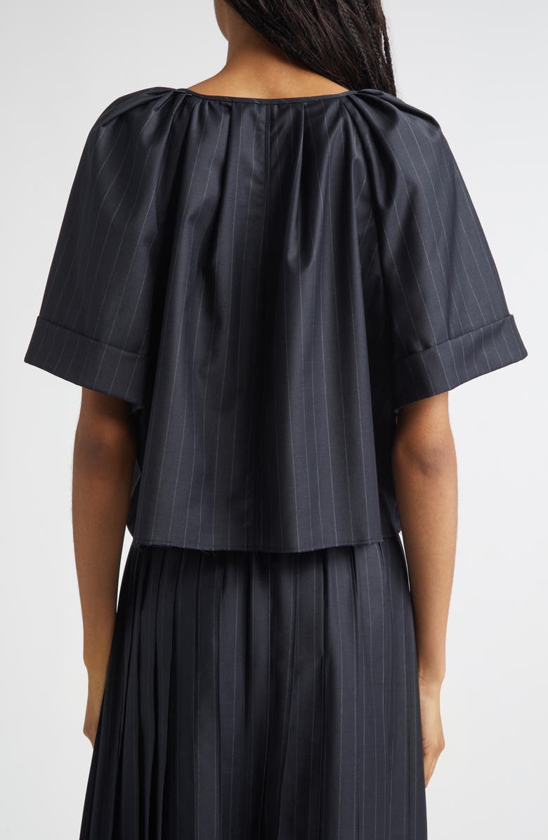 NACKIYÈ Grand Bazaar Pinstripe Crop Stretch Wool Blend Top, Alternate, color, Charcoal Pinstripe