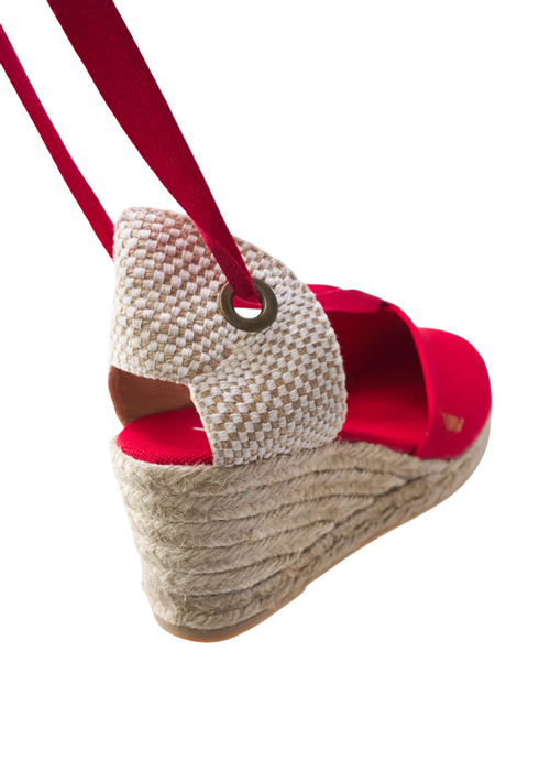 Viscata Escala Canvas Espadrille Wedges In Raspberry Red