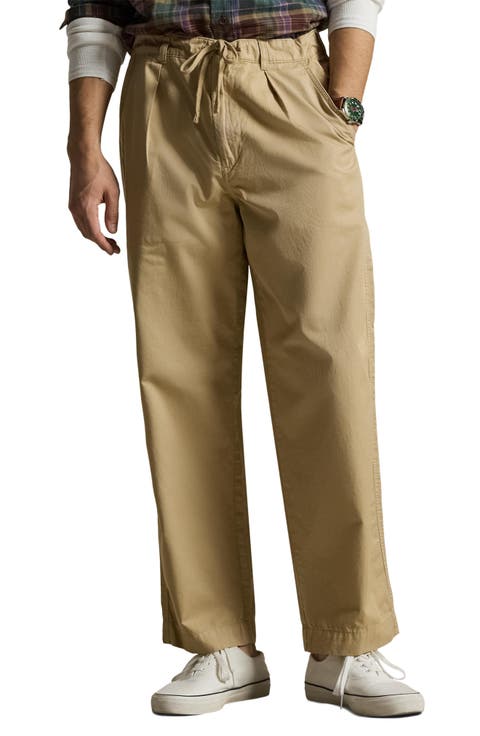 Prepster Pleated Cotton Twill Easy Drawstring Pants