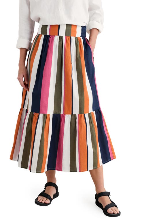 Seasalt Cornwall Cranesbill Stripe Tiered Maxi Skirt In Multi