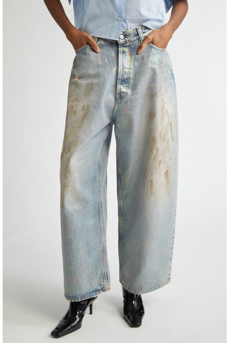 2023 Dirty Halo Baggy Wide Leg Coated Jeans, Main, color, MID BLUE AUZ