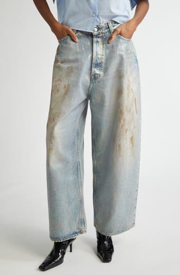 Acne Studios 2023 Dirty Halo Baggy Wide Leg Coated Jeans