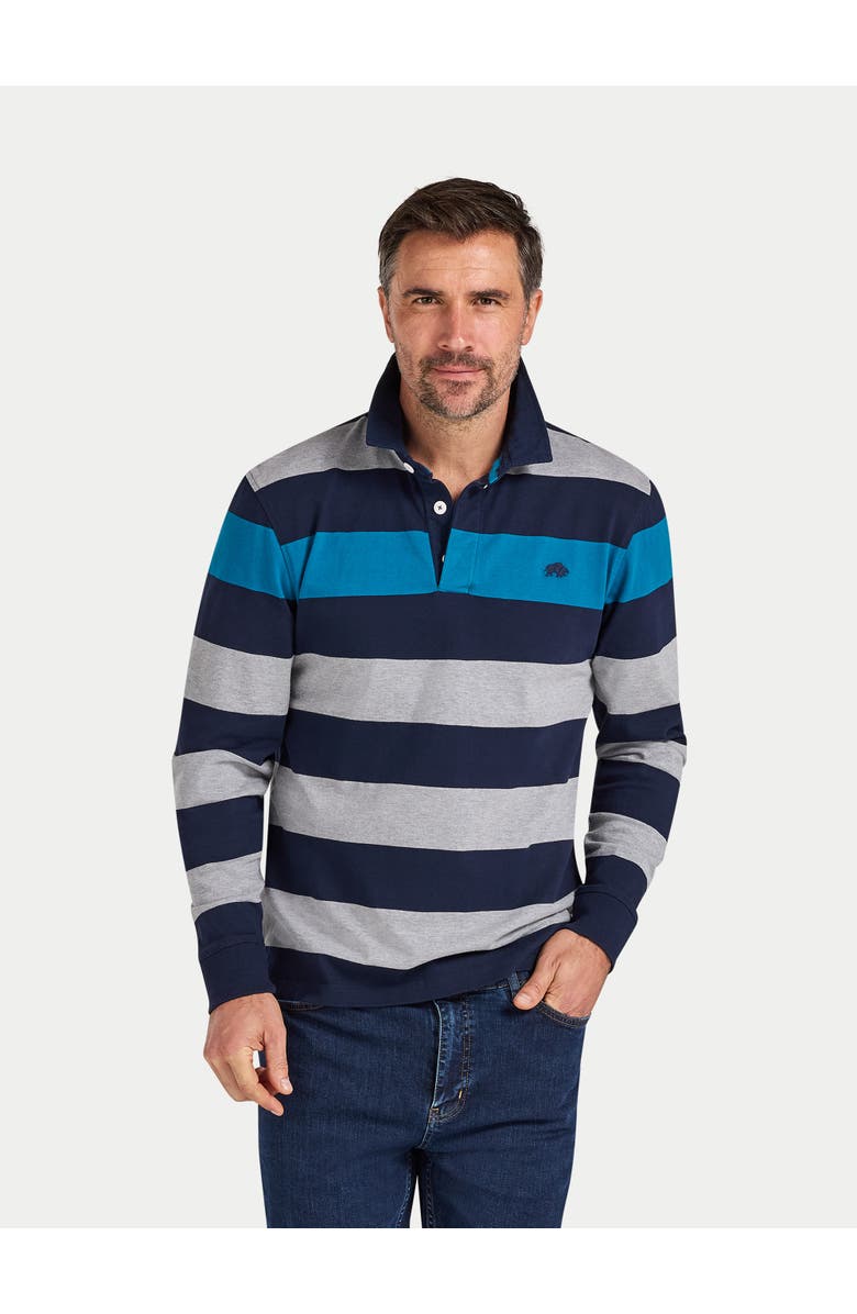 Raging Bull Long Sleeve Contrast Stripe Rugby Shirt, Alternate, color, Cobalt