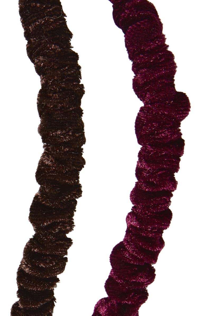 Tasha 2-Pack Skinny Velvet Headbands, Alternate, color, Brown/ Burgandy
