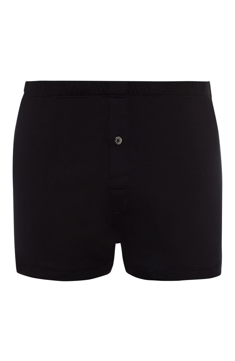 Hanro Sea Island Cotton Boxer, Main, color, Black