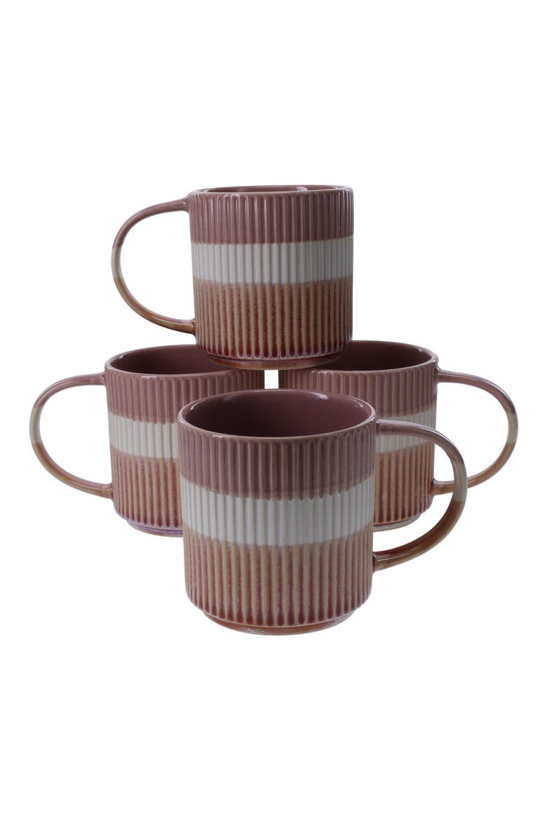 Set of 4 Tricolor Mugs, Main, color, MAUVE