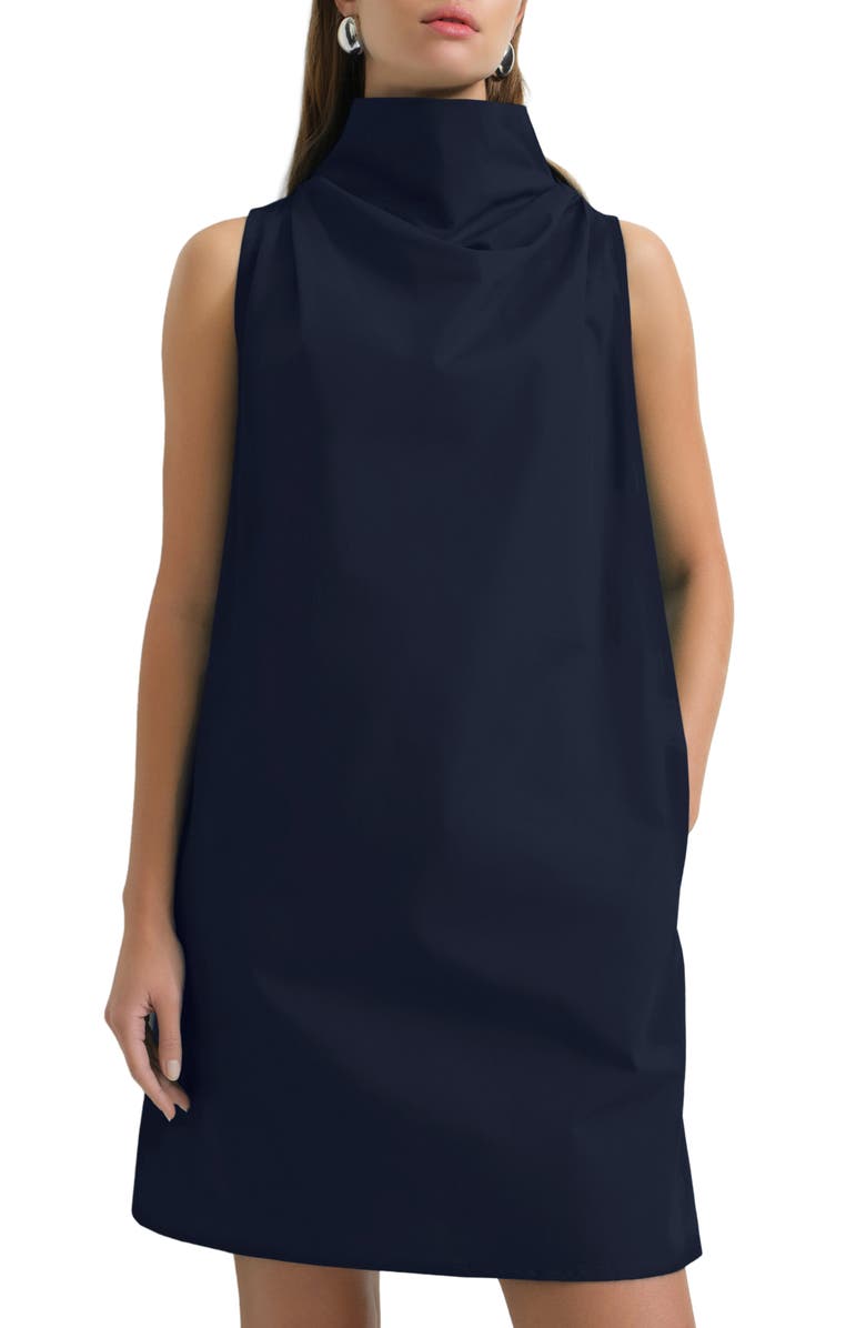 Marcella Minna Drape Turtleneck Sleeveless Dress, Alternate, color,