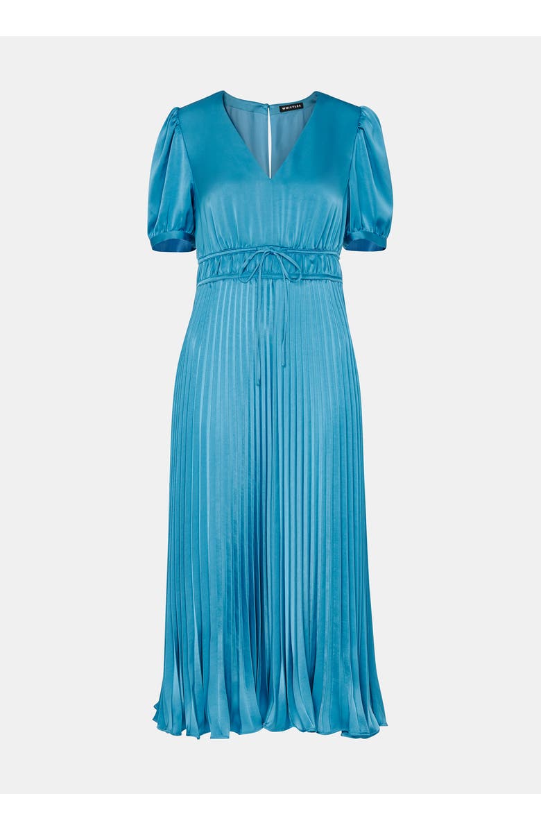 Whistles Delilah Satin Pleat Dress, Alternate, color, Blue