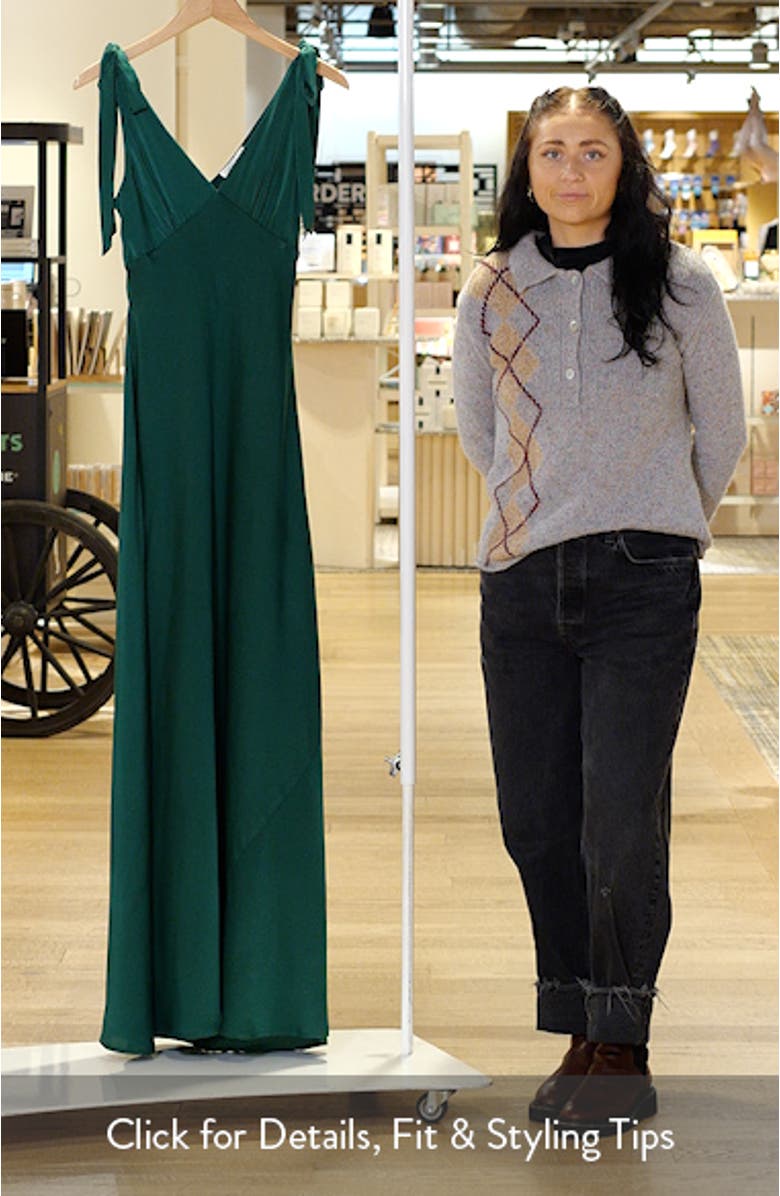 Ottilie Tie Strap Satin Gown, sales video thumbnail