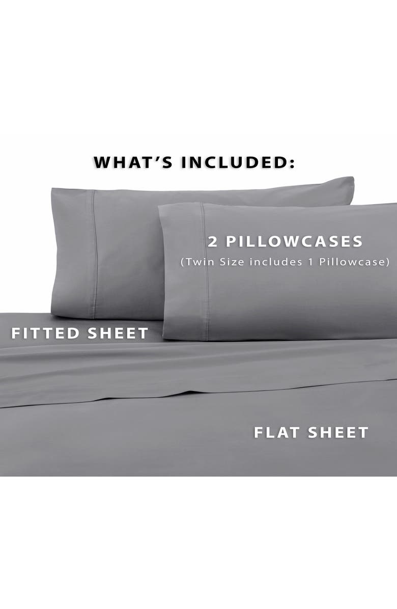 Martex Solid 400 Thread Count Cotton Sateen Sheet Set, Alternate, color, Grey