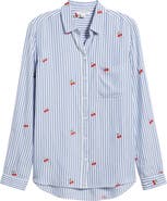 beachlunchlounge Kaylee Heart Stripe Long Sleeve Button-Up Shirt