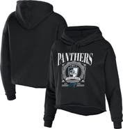 WEAR by Erin Andrews Women's WEAR by Erin Andrews Black Carolina Panthers Cropped Sponge Fleece Pullover Hoodie