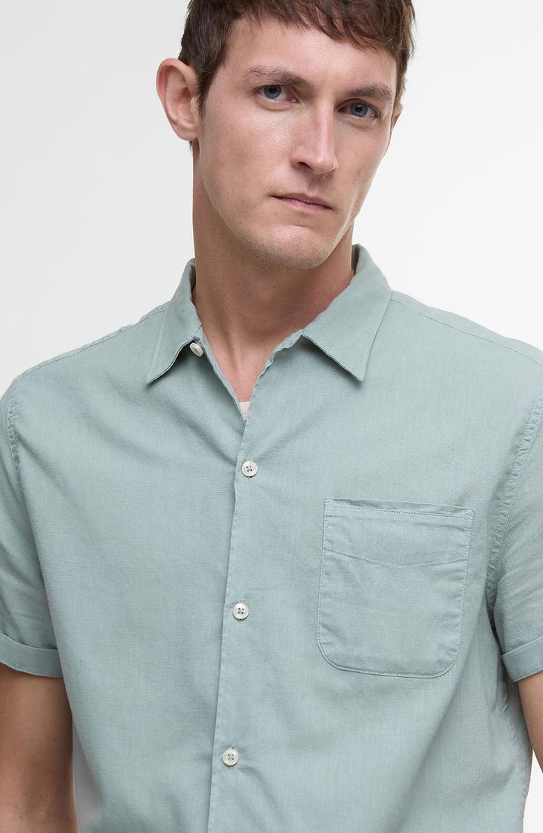 Barbour Nelson Garment Dye Cotton & Linen Camp Shirt, Alternate, color, Pale Apple